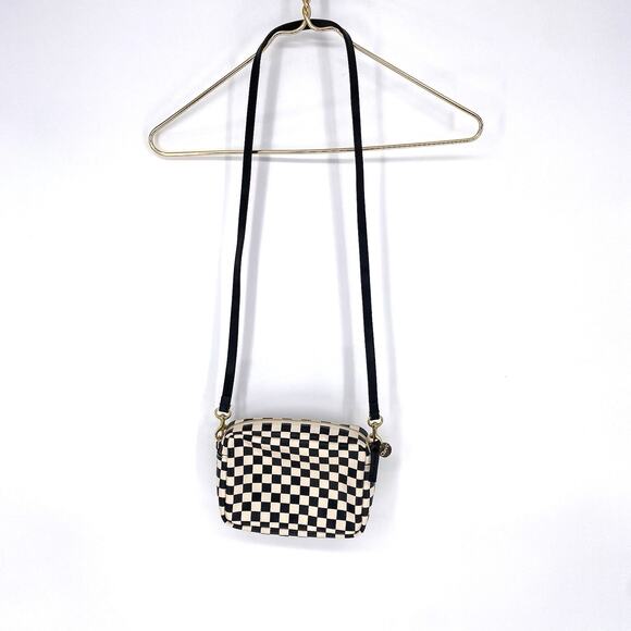 Clare V. Midi Sac Bag Checkered Crossbody Bag Purse Small Black and White - Picture 5 of 12